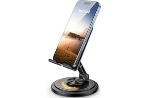 Lamicall Adjustable Phone Stand for Desk - 360 Rotating Foldable Cell Phone Holder Desktop Portable Cellphone Stand, Office D