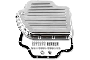 Black Finned Aluminum Transmission Pan With Gasket Compatible With GM Compatible With Chevy Turbo TH350(Polished for TH400)