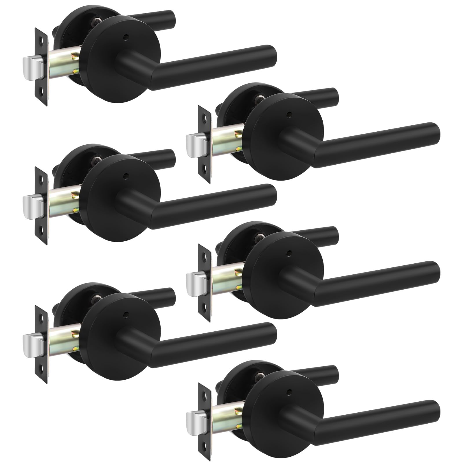 Photo 1 of Haidms Black Door Handles Interior, Privacy Interior Door Handles, Black Indoor Door Levers for Bathroom, Bedroom, Zinc Alloy, 6 Pack