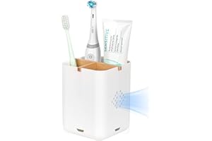 REJOMIIK Toothbrush Holders for Bathroom Countertop, Detachable Electric Toothbrush Holder with Divider Toothbrush and Toothpaste Organizer Storage (3 Slots White)