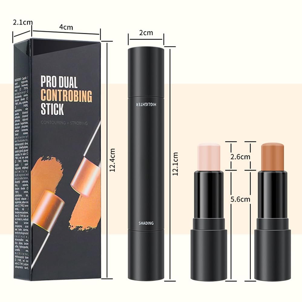 KARNAR 4 Colors Cream Contour Sticks Makeup Kit, Primer Face Highlighter Contouring for Beginners, Highlight and Contour Kit, Cream Concealer Makeup Blur Stick, Primer Face Corrector 1#,3#