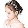 PRDGIRL 𝗪𝗲𝗱𝗱𝗶𝗻𝗴 𝗛𝗮𝗶𝗿 𝗔𝗰𝗰𝗲𝘀𝘀𝗼𝗿𝗶𝗲𝘀 𝗳𝗼𝗿 𝗞𝗶𝗱𝘀, Princess Headpiece White Flower Headband Pearl Hair Dress for Girl and Flower Girls Cute Bridal Wedding Hair Band