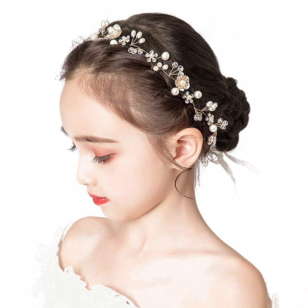 Photo 1 of ??????? ???? ??????????? ??? ????, Princess Headpiece White Flower Headband Pearl Hair Dress for Girl and Flower Girls Cute Bridal Wedding Hair Band