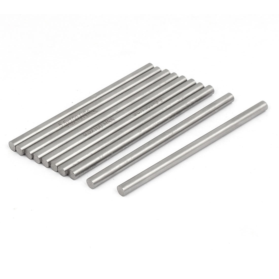 Sourcingmap 5.5mm Dia 100mm Length HSS Round Shaft Rod Bar Lathe Tools Gray 10pcs