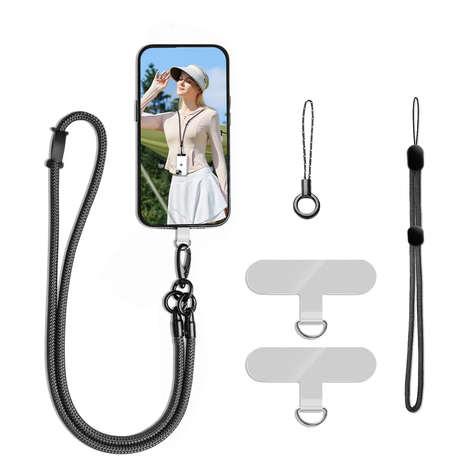 Photo 1 of Fajocru 360° Rotating Phone Lanyard Crossbody Anti Theft, Adjustable Strap for Wrist/Neck Use, Zinc Alloy Hook & Phone Adapter Included, Fits 98% iPhones & Android Smartphones