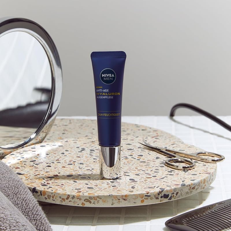 Hyaluron Contorno de Ojos Antiedad con Ácido Hialurónico (1 x 15 ml), crema antiarrugas que reafirma la piel, crema de hombre para una piel de aspecto más joven