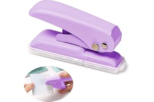 Single Hole Punch, 40 Sheets Punch Capacity, Kaluofan Hole Puncher Single, Small Hole Punch with Non-Slip Removable Base, One Hole Puncher for Crafts, Scrapbooks, Paper, Chipboard (Purple)