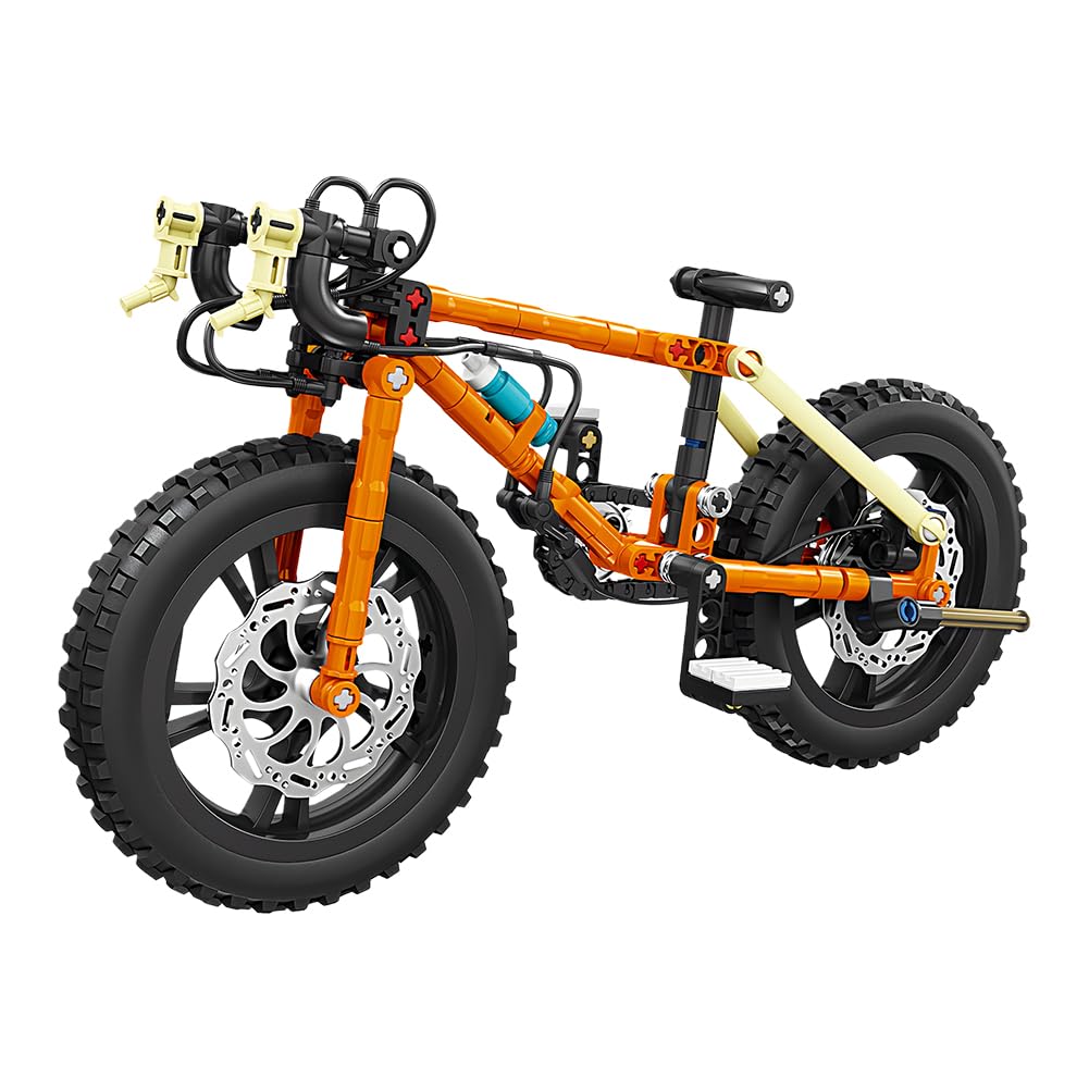 MGKEOUF Bicycle Building Blocks Model,Building Bricks Set,DIY Mountain Bike Building Set, Construction Kit Gift for Adults and Teens, Construction Toy Bike Home Office Decor (Orange)