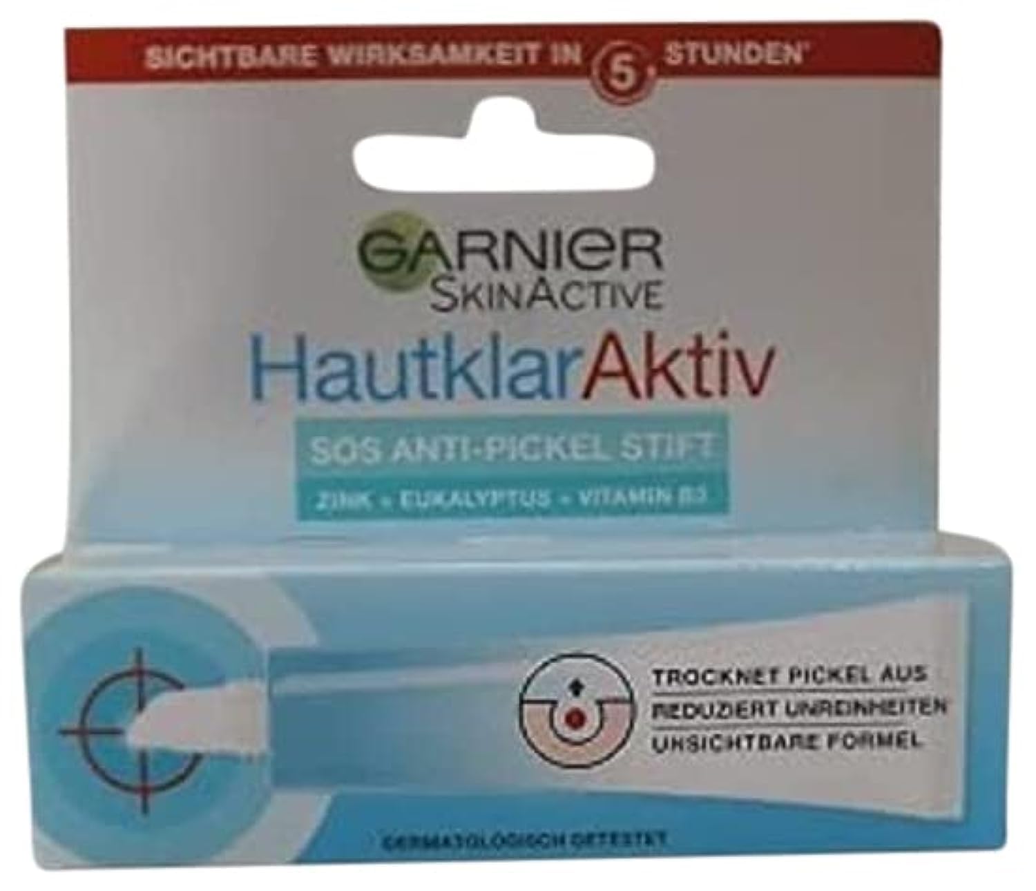 Garnier Skin Clear S.O.S Anti-Pimple Pen for Blemished Skin, Extra Strong, with Vitamin B3, Zinc, Salicylic Acid and Eucalyptus, Skin Active, 10 ml