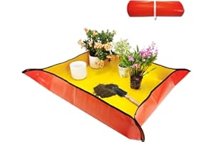 HEDGBOBO Repotting Mat for Indoor Plant Transplanting and Potting Soil Mess Control, Foldable Succulent Potting Mat Gardening Gifts for Women & Men (Thickened Waterproof Orange 26.8" x 26.8")