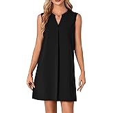 OPOIPIN Women's Casual Summer Notch V Neck Sleeveless Tank Shirt Short Mini Dress