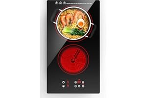 Electric Cooktop 2 Burners, ANHANE Eletric Stove Top 12'' 110v,2100w Countertop and Built-in,Timer & Kid Safety Lock,Compatible for All Cookware with Plug
