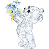 SWAROVSKI Kris Bears Forget Me Not, Clear Swarovski Crystal with Blue and Yellow Accents, Part of the Swarovski Kris Bears Collection