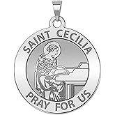 PicturesOnGold.com Saint Cecilia Religious Medal (Grand Piano) - - 2/3 Inch Size of Dime, Sterling Silver