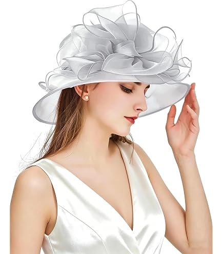VECRY Womens Church Baptism Wedding Cloche Hat Tea Party  display picture 2