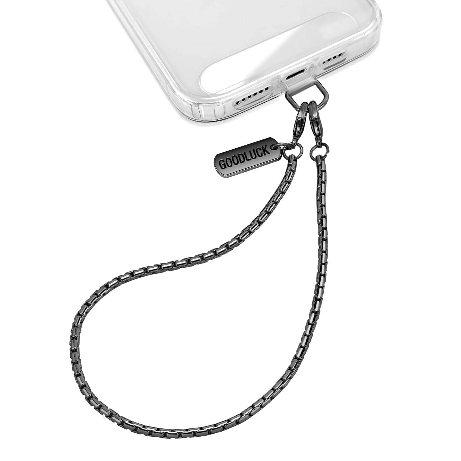 Photo 1 of Dadanism Phone Wrist Strap Metal Phone Chain Wristlet Strap, Detachable Cellphone Lanyard Wrist with Tether Tab, Hands-Free iPhone Charm for Women Girls Party Traveling Shopping, Black
