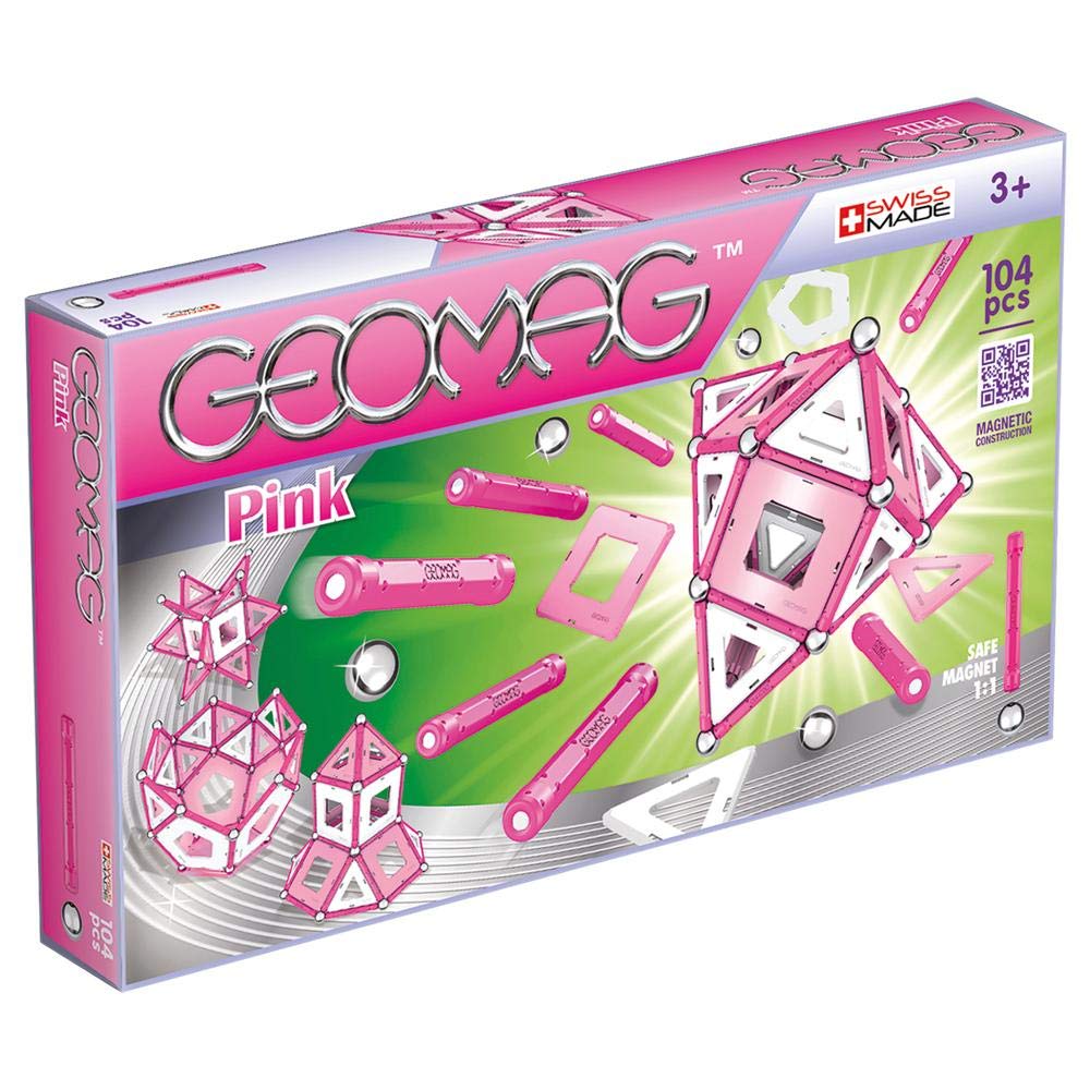 Geomag 344 Classic Pink, 104 Pieces - Building Set with Magnetic Rods