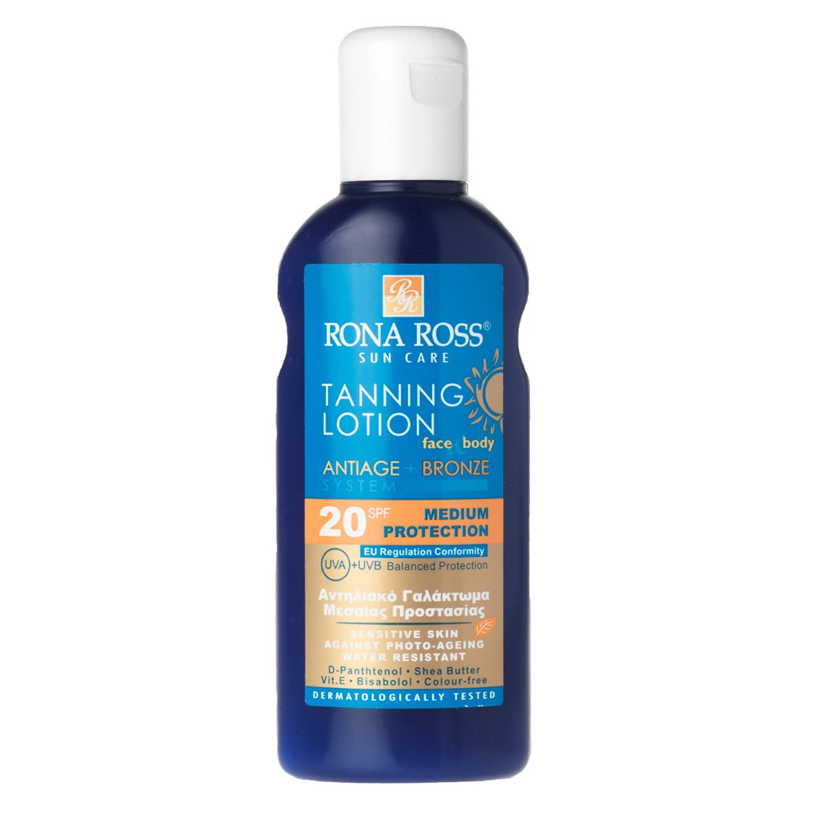 Rona Ross Sun Care | Bronzing and Anti-Aging Tanning Lotion for Face & Body | Contains D-Panthenol, Shea Butter & Vitamin E | SPF 20
