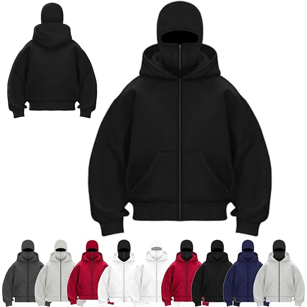 Amazon.com: AIRNINE Men's Mask Hoodie Sweatshirts Zipper Jacket (S