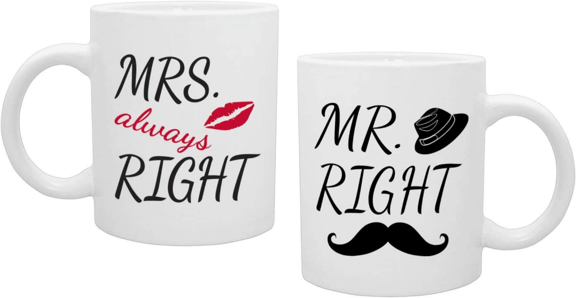 Mr. Right and Mrs. Always Right Coffee Mugs - Novelty Set for Couples