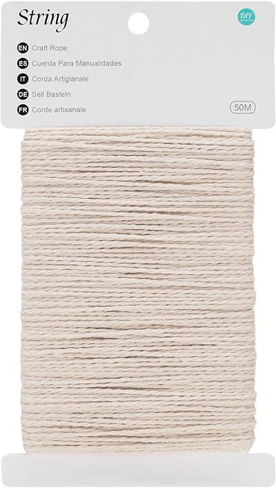 G2PLUS 50M White Cotton String Twine 2mm Craft Cord for Cooking DIY