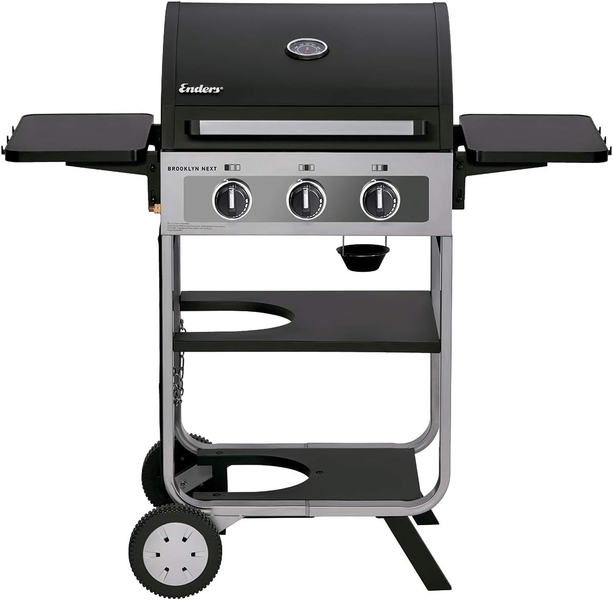 Enders Gasgrill BROOKLYN NEXT 3, kleiner Grill, 3 Edelstahl-Brenner, mit Grillthermometer, Gasflasche verstaubar, Edelstahl-Grillrost, Balkon-Grill, #86467