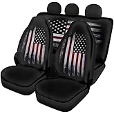 GePrint Classic American Flag Car Seat Covers Front and Rear Bench Protector Full Set Universal Fit Durable Washable Polyester Auto Interior Accessoies