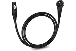 LyxPro 3 Feet Right Angle XLR Male to Female 3 Pin Mic Cord for Powered Speakers Audio Interface Professional Pro Audio Performance Camcorders DSLR Video Cameras and Recording Devices - Black
