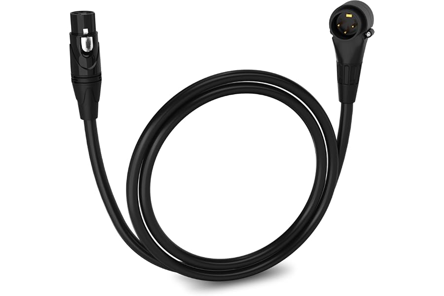 LyxPro 3 Feet Right Angle XLR Male to Female 3 Pin Mic Cord for Powered Speakers Audio Interface Professional Pro Audio Performance Camcorders DSLR Video Cameras and Recording Devices - Black