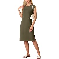 LeMuse Women's Linen A-Line Dress  Short Sleeve Above the Knee Casual Dress  with Pockets, Breathable Lightweight Fabric, Versatile Wear for All Seasons  - Dusty Rose (XS) at Amazon Women's Clothing store