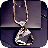 72ore Long Necklace Gold Chain Boho Black Crystal Stone Pendant Rhinestone Necklace for Women Birthday Jewelry Gifts Outfits Shirt Accessories