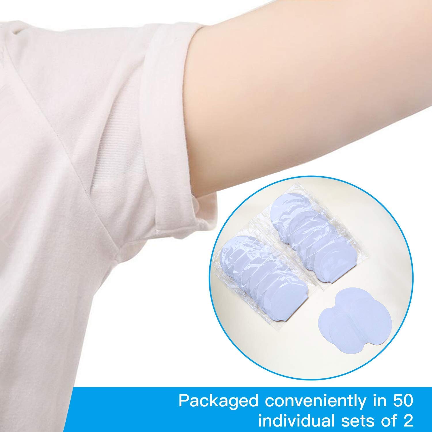 Underarm Sweat Pads - OTTOLIVES PREMIUM QUALITY Fight Hyperhidrosis [100 Pack] for Men and Women Comfortable, Non Visible, Extra Adhesive, Disposable Dress Guards/Shields, Non Sweat Armpit Protection : Beauty