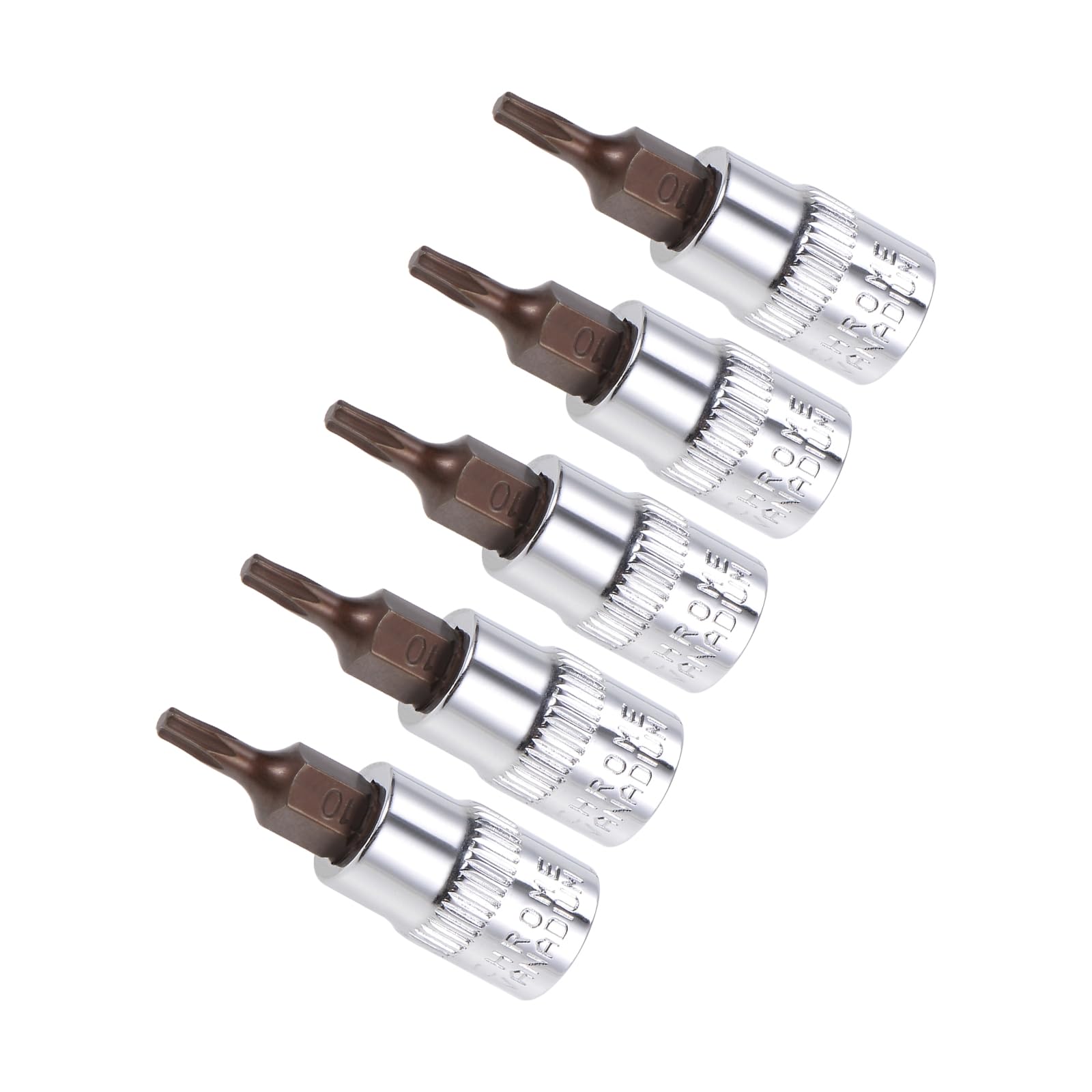 CoCud Torx Bit Socket, Metric T10 Bit 1/4" Drive 1.5" Long, S2 Alloy Steel Heat Treated CR-V Socket - (Applications: for Fastener Application), 5-Pieces