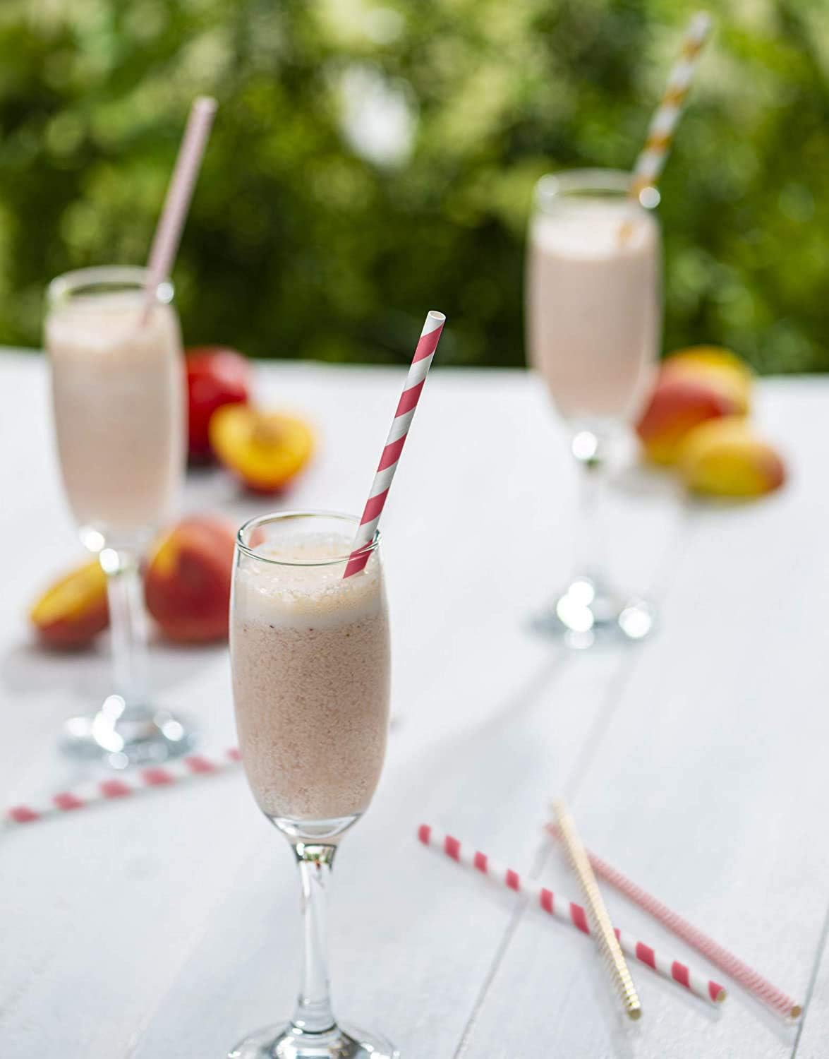 [200 Pack] Pink & Rose Gold Paper Drinking Straws 100% Biodegradable Multi-Pattern Party Straws…: Kitchen & Dining