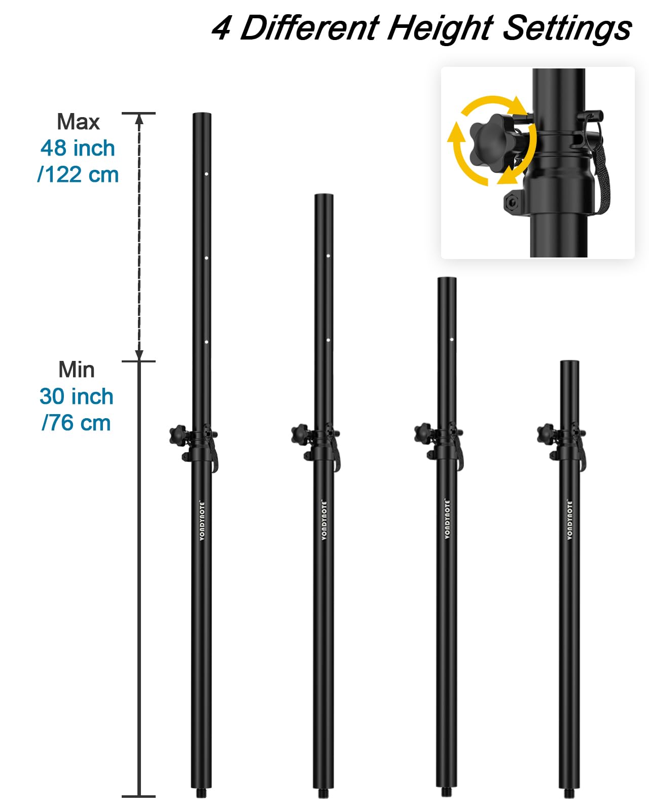 Set of 2 Speaker Pole for Subwoofer Height Adjustable Fits M20 Threaded Mount and 35mm Mount Speaker Extender