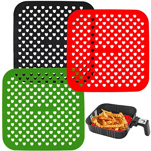 Reusable Air Fryer Silicone Liners 3 Pack 8.5 Inch Square NonStick