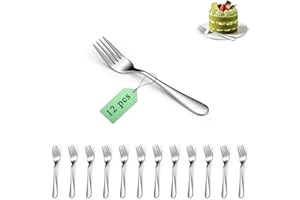 Cake Forks Set of 12, Berglander Stainless Steel 14cm Dessert Fork for Cocktail, Dessert, Cake, Tea, Fruit, Cheese, Appetizer