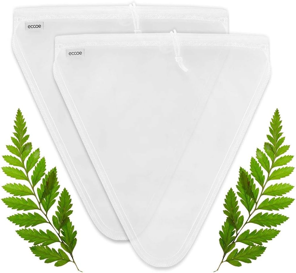 ecooe Neue Form 2 Stück Nussmilchbeutel für vegane Nussmilch Mandelmilch Haselnussmilch Feinmaschiges Passiertuch Filtertuch für Obstsaft & Kaffee 28 * 30CM