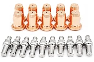 TIANLYLIN 10pcs 52582 Electrode and 10pcs 51313 Tip Nozzle 1.0mm IPT-60 PT-60 IPT-40 PT-40 for Plasma Cutter Torch IPT-60 PT60