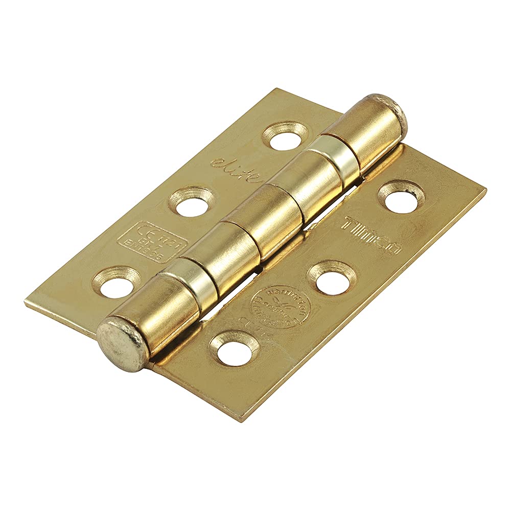 TIMCO Fire Door Hinge for Internal Residential Doors - Ball Bearing Hinge Electro Brass - 76 x 51 x 2.2