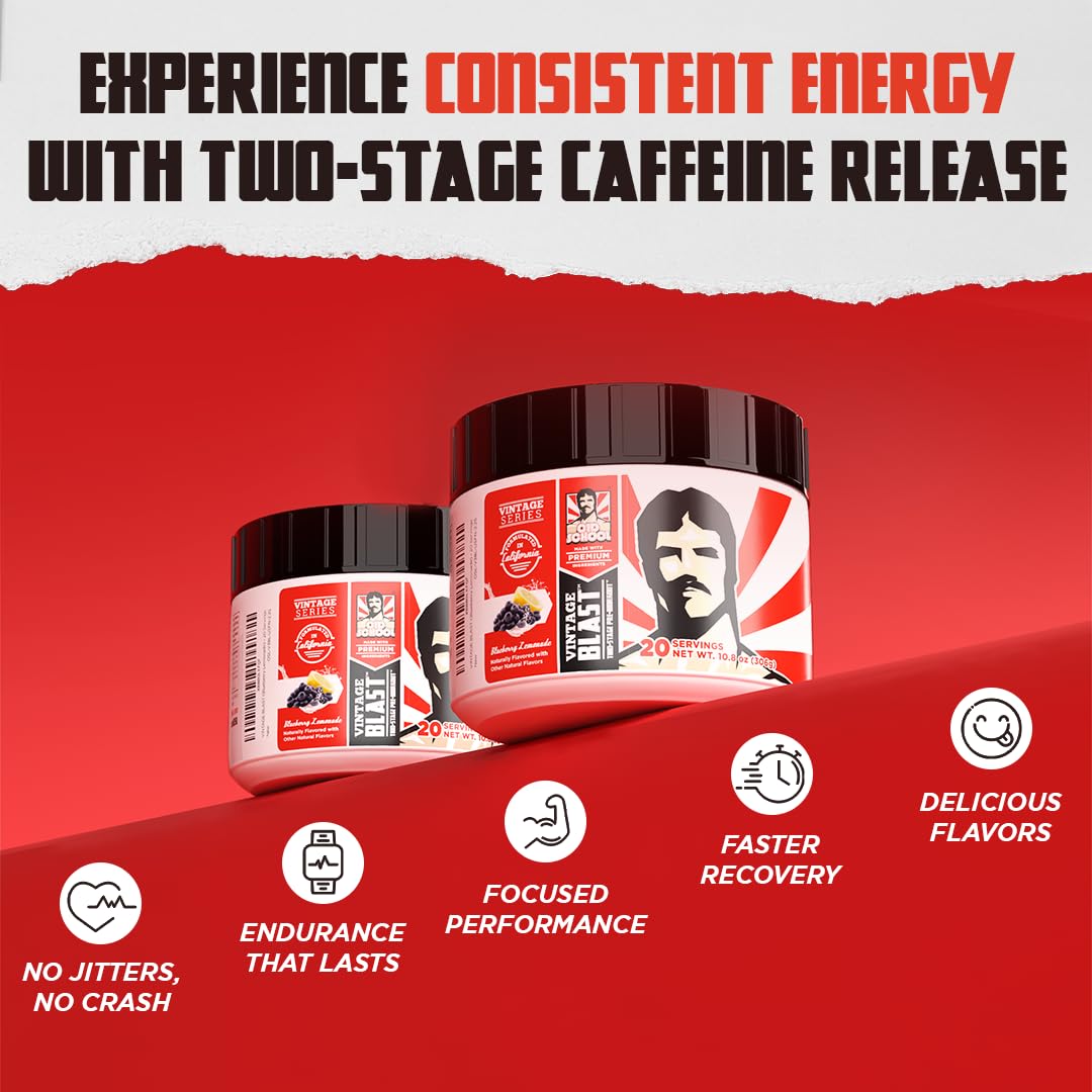 Old School Labs Ultimate 2 Stage Pre Workout for Explosive Energy, Massive Pumps & Focus - Preworkout for Men & Women - Natural Pre Workout Powder with Amino Acids, 250mg Caffeine, Blueberry Lemonade