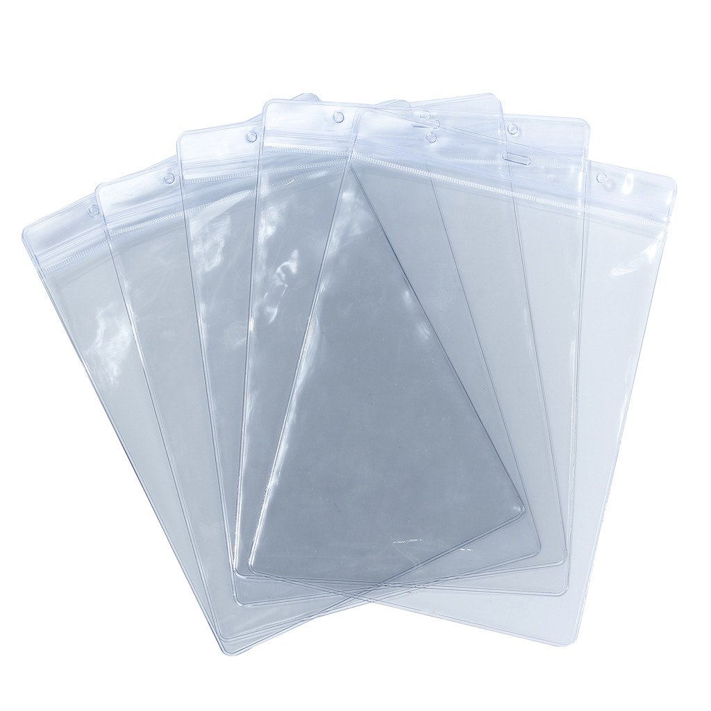 100x A5 JUMBO ID Badge Card Plastic Pocket Holders Large Clear Pouches