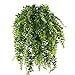 HOGADO 2pcs Artificial Hanging Ferns Plant Fake Plastic Hanging Greenery Plant Kimberly Queen Boston Fern for Wall Indoor Outside Hanging Basket Planter Floral Wedding Greenery Garland