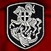 VEGASBEE® St. George Saint Patch Mounted Slaying Dragon Saint George Cross Shield Christian Embroidered Iron-On Patch Emblem Silver Metallic Medium Size 4.5