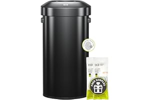EKO Urban 24 Gallon Round Black Stainless Steel Open Top Waste Bin, Tall Commercial Trash Can for Indoor/Outdoor, Extra Large