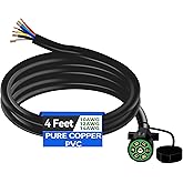 Gubrdfrsod 4 FT 7 Pin Trailer Plug Heavy Duty Trailer Wire Extension Pure Copper 7 Wire Trailer Wiring Harness Kit with Dust Cover 7 Way Trailer Plug Cord for RVs Trailers Campers