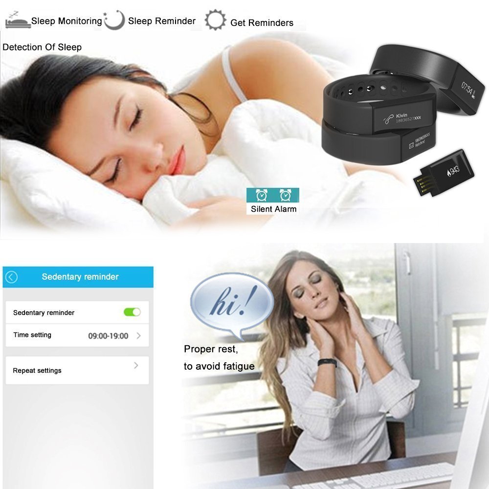 SinoPro i5 Plus Smart Bracelet Fitness Tracker Smart Wristband Bluetooth Activity Tracker with Waterproof Touch Screen Pedometer Sleep Monitor for iPhone, Samsung and other Smartphones (Black)