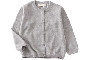 LNICEAR Toddler Boys Girls Crewneck Cardigan Sweaters Long Sleeve Kids Button Cotton School Uniform Knit Tops Outwear