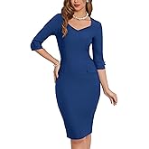 MUXXN Women's 60s Classy Sweetheart Neck Bandage Sheath Work Pencil Dress