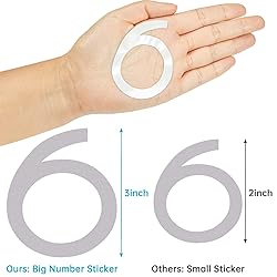 6 Sets 3 inch White Reflective Mailbox Numbers